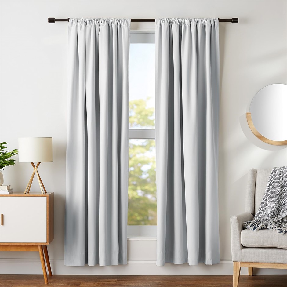 Amazon Basics Room Darkening Blackout Window Curtains with Tie Backs Set -