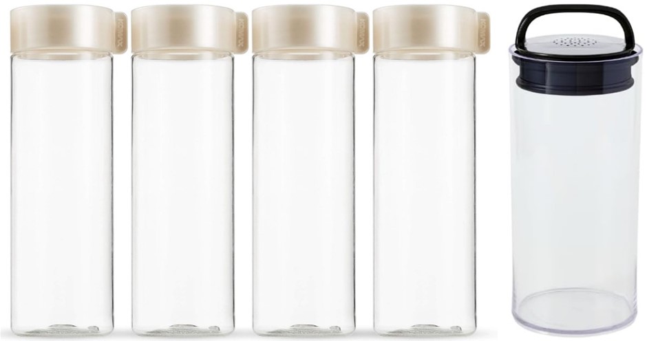BUNDLE of Komax 18.5-oz Juice Bottles | Set-of-4 Reusable Juice Bottles + P