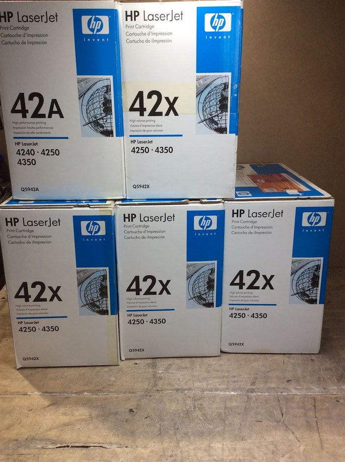 HP Q5942A and Q5942X LaserJet Print Cartridges (Lot of 5)