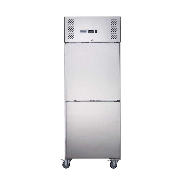 <p>650L Stainless Steel Split Door Upright Freezer</p>