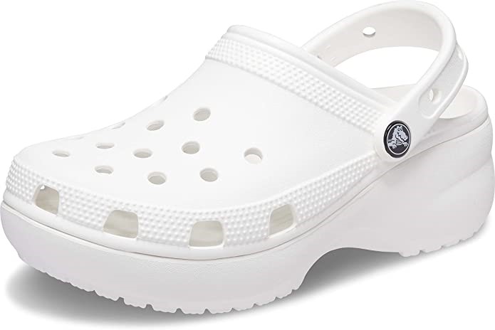 CROCS Women's Classic Platform Clog Shoes, Size US7 / UK5, White (100), 206