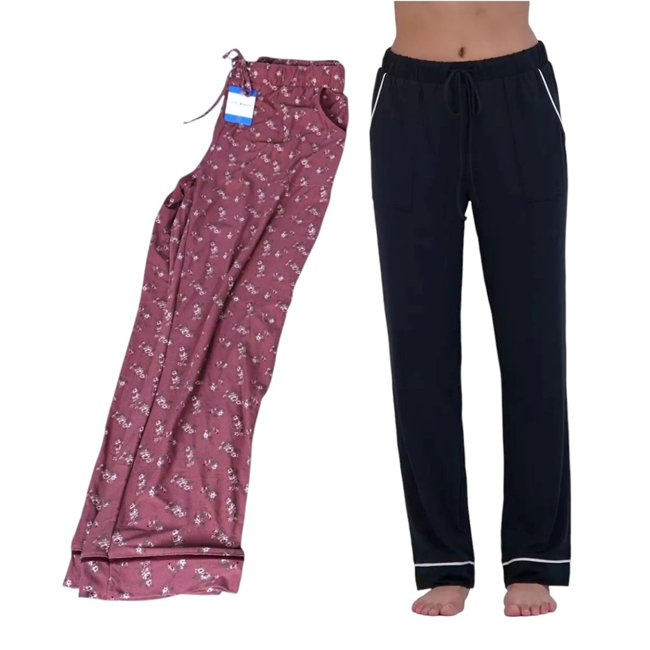 2-Pack LUCKY BRAND Women's Lounge Pants, Size S, Black/Botanical Daisy. Bu