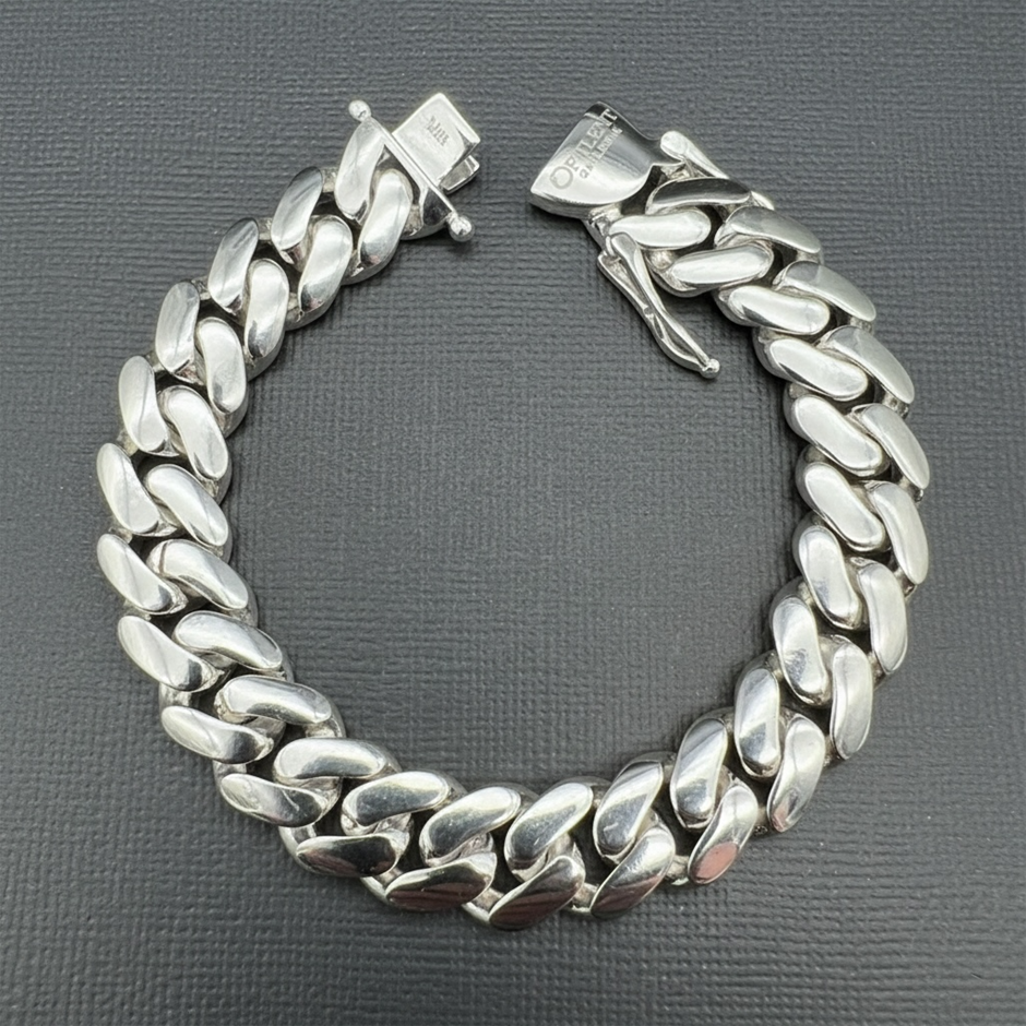 Silver-Filled Cuban Chain Bracelet, 19MM Wide - 22.8cm