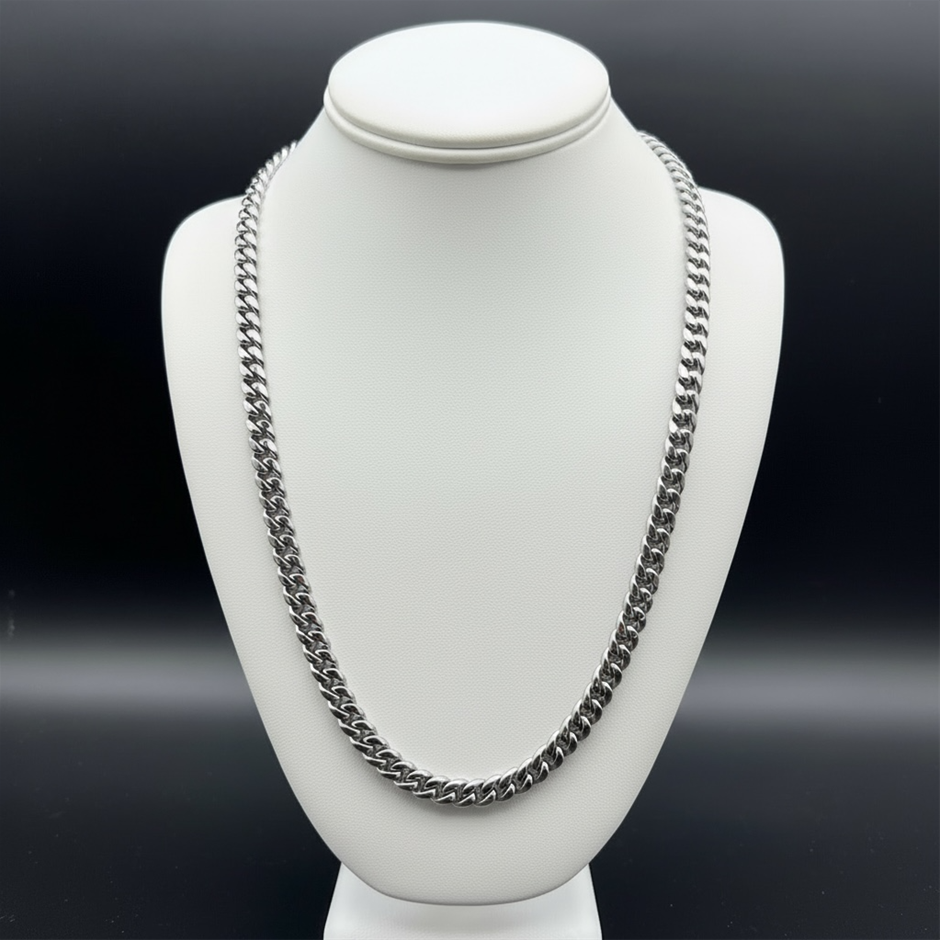 Silver-Filled Cuban Curb Chain Necklace, 8MM Wide - 60.9cm