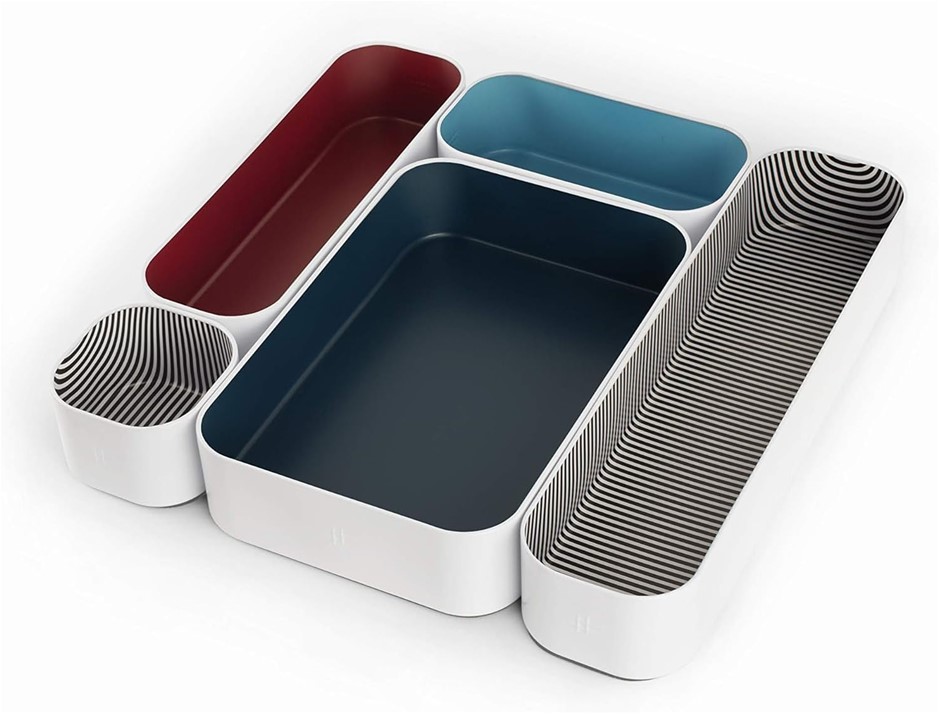 THREE BY THREE Seattle 5 Piece Metal Organizer Tray Set