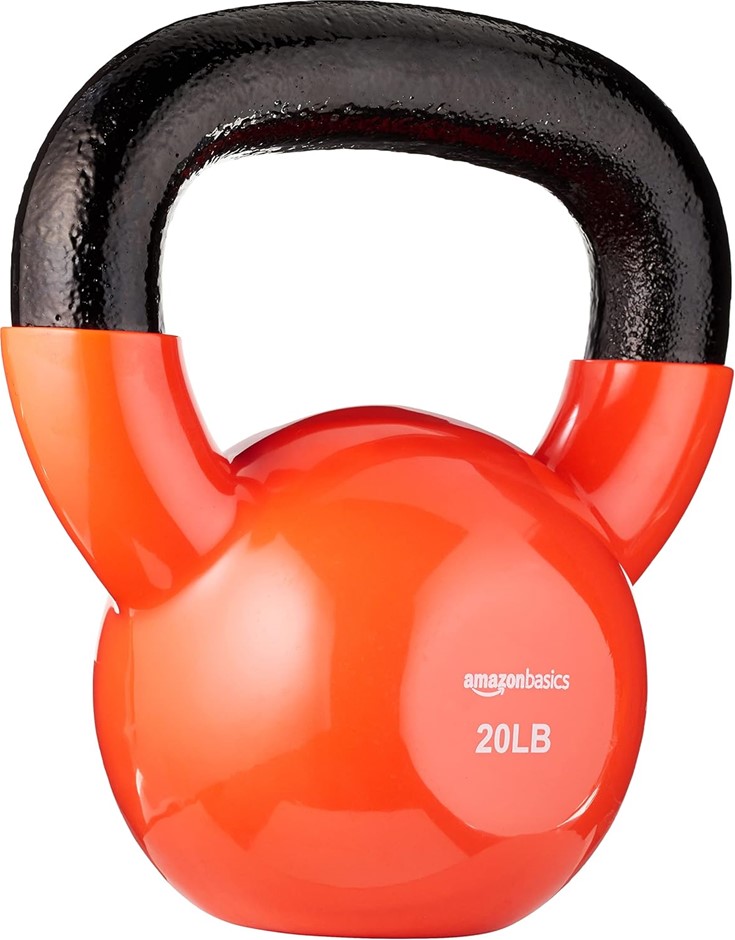 AMAZON BASICS Vinyl Kettlebell, 20lbs / 9kg. NB: Slightly damaged packaging