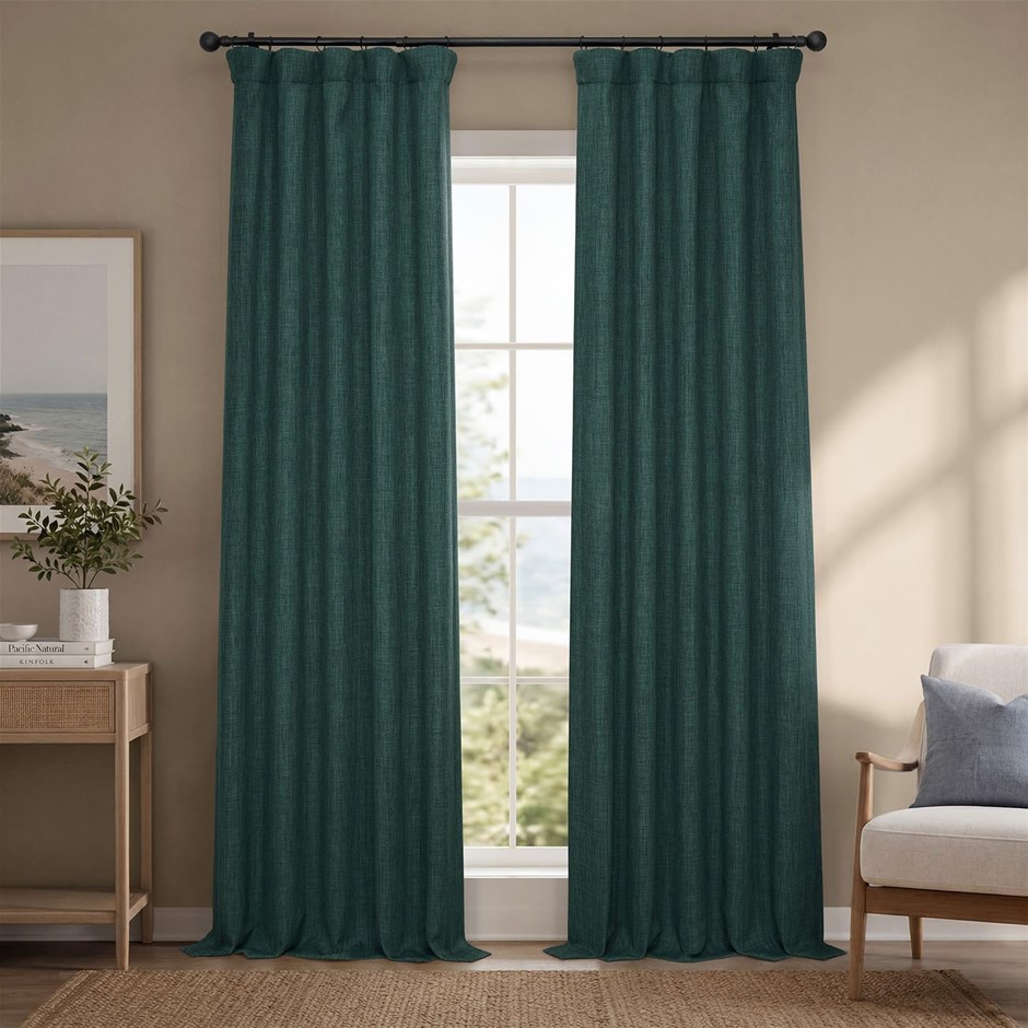 HPD Half Price Drapes Faux Linen Room Darkening Curtains - 108 Inches Long