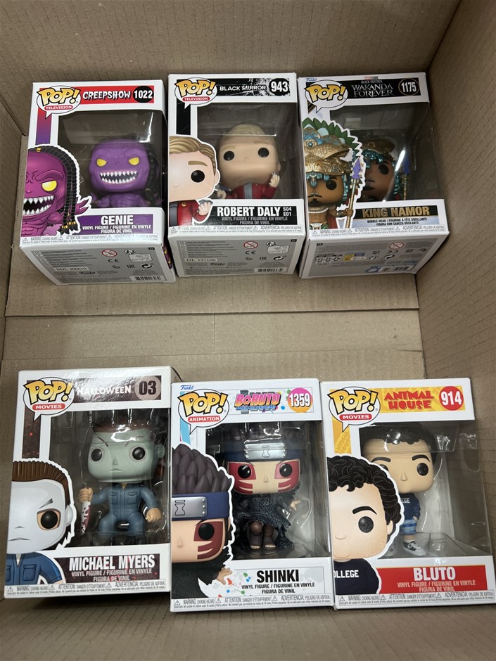 6 x ASSORTED POP FIGURES; Incl. Shinki Naruto, Animal House Bluto, Hallowee