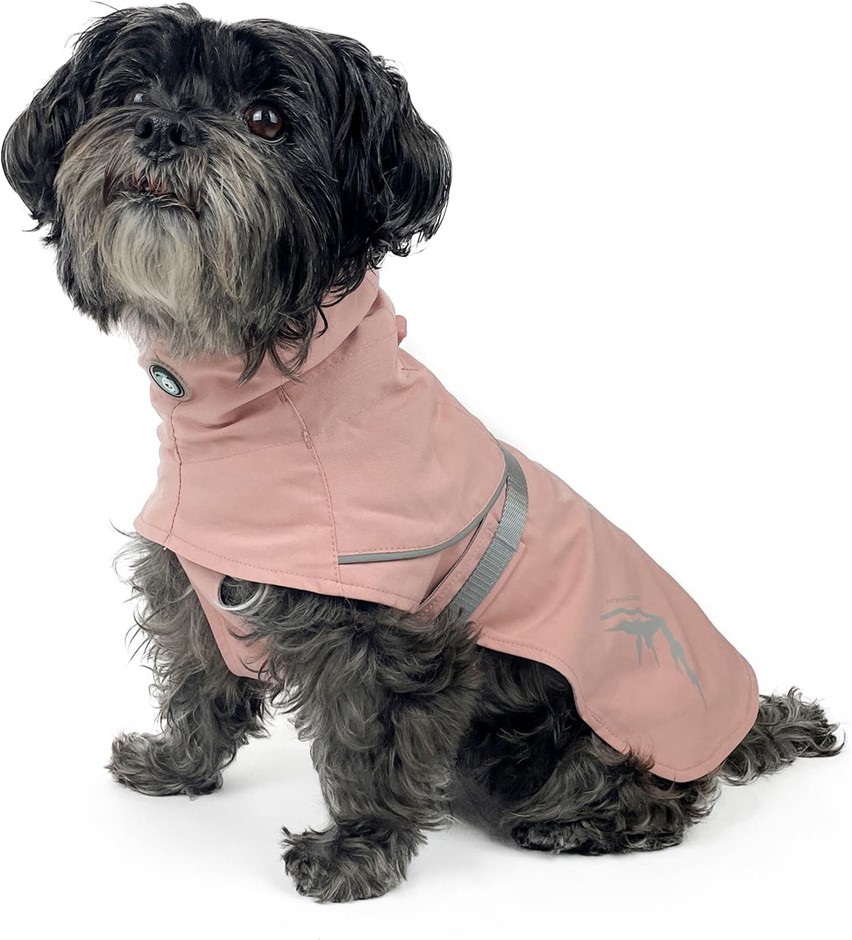 HUSKIMO Peak Dog Waterproof Raincoat, Dusty Pink, 27cm