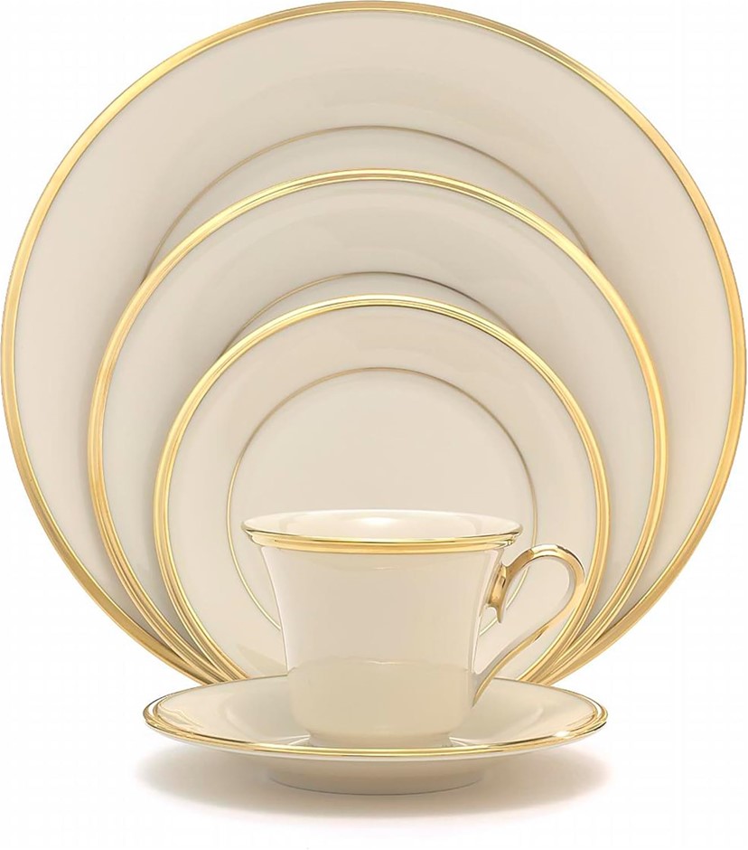 LENOX Eternal Gold-Banded Fine China 5-Piece Place Setting, Service for 1,