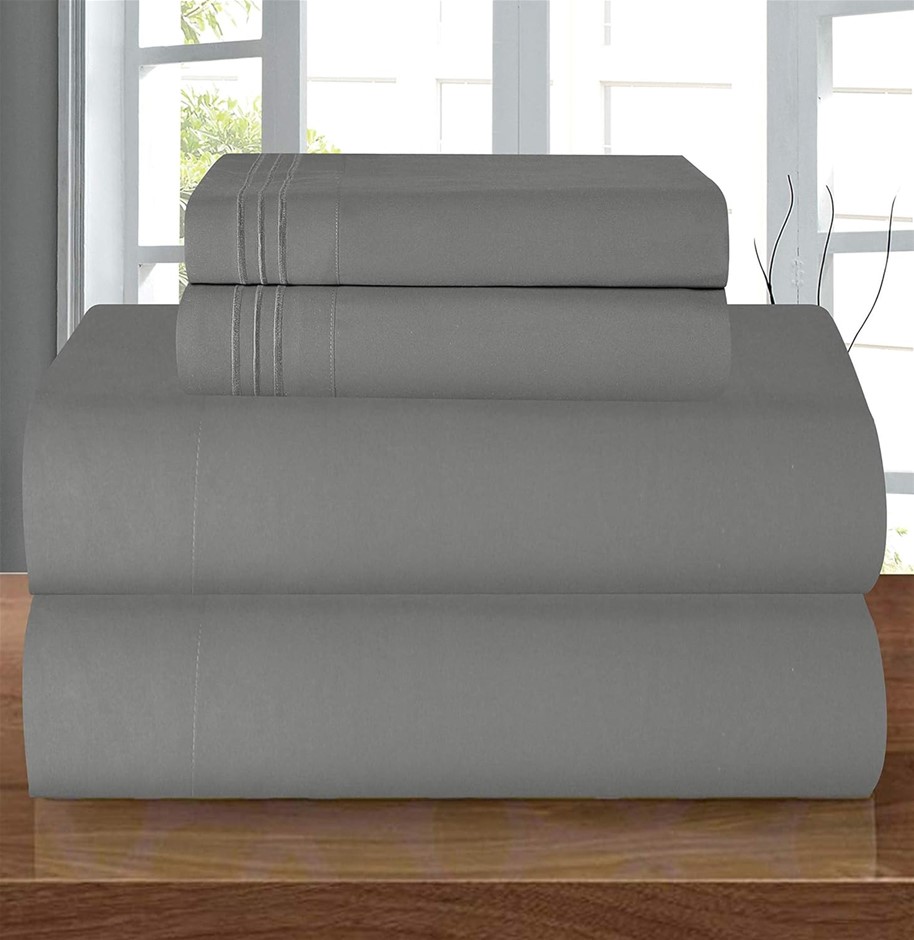 uxury 1500 Premium Hotel Quality Microfiber 4-Piece Sheet Set Full Grey