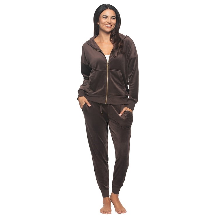 2pc JEZEBEL Women's Velour Set, Size XS, Chocolate Brown. Buyers Note - Di