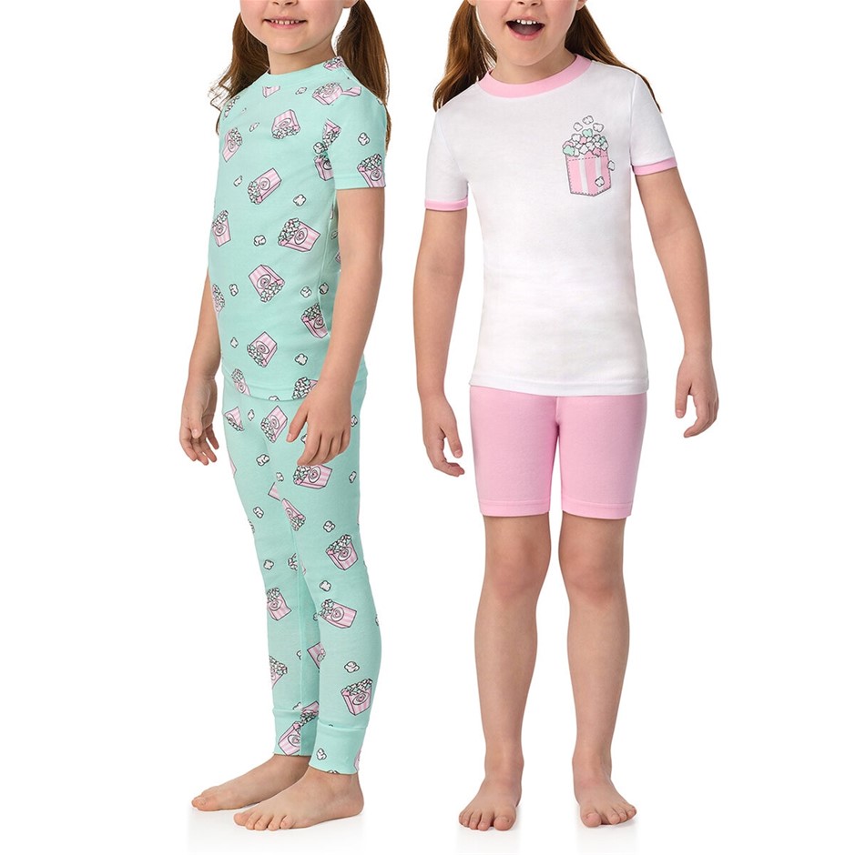 SIGNATURE Kids' 4pc Pajama Set, Size 6, Organic Cotton, Popcorn. Buyers No
