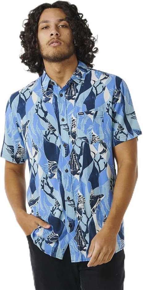 RIP CURL Men's Party Pack S/S Shirt, Size M, Blue Yonder (8717), 03FMSH. RR