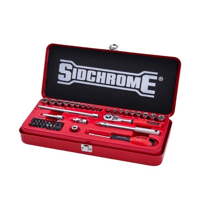 SIDCHROME 53pc 1/4" Drive Socket Set Metric/AF. NB: Missing 1/4" Dr. Bit Ad