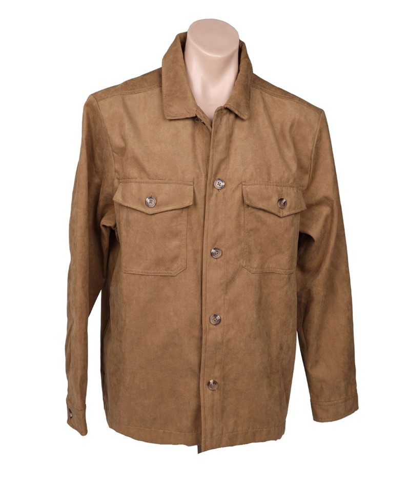 BOSTON TRADERS Men's Faux Suede Jacket, Size L, 100% Polyester, Maple. Buy