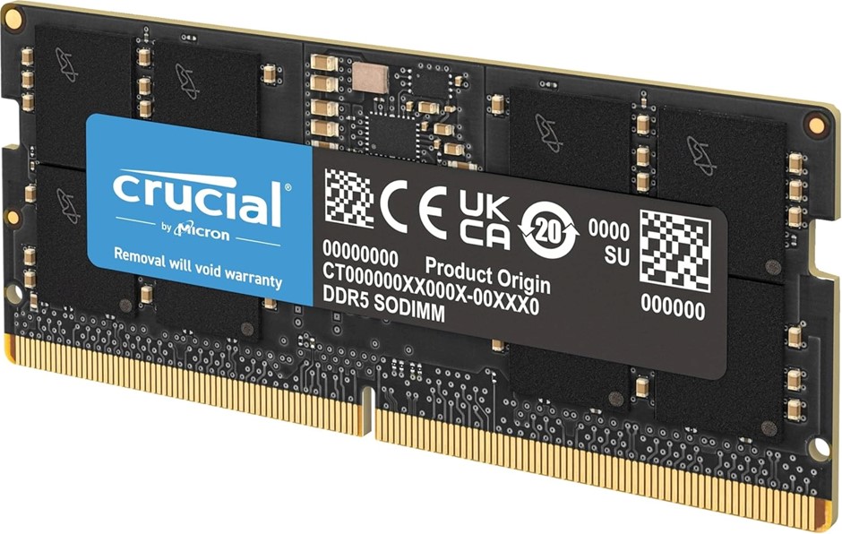 CRUCIAL SODIMM CL40 (16Gbit) RAM, 32GB, 4800MT/s. NB: Faulty. Important