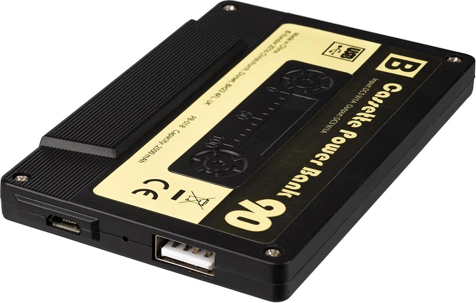 15 x Powerbank 2500 mAh  PhoneCharger  - Black, Cassette Tape Style. TOTAL