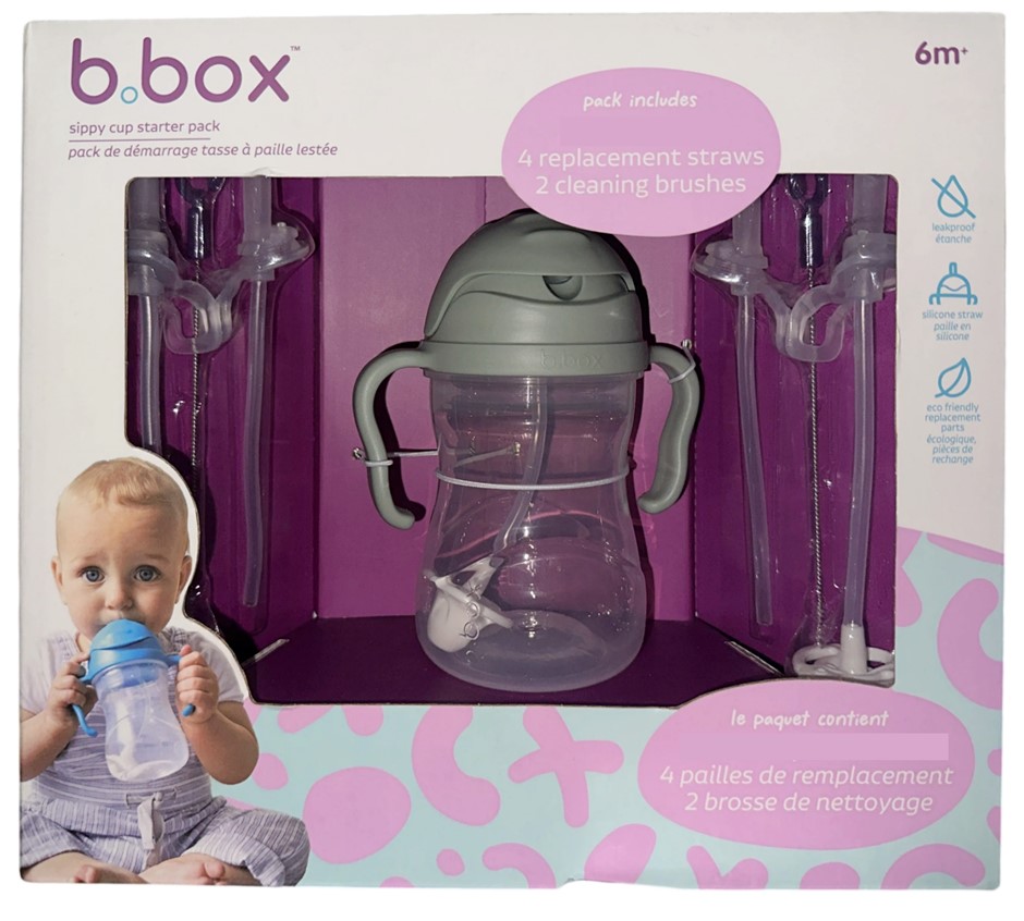 BBOX 1 Pack Sippy Cup Starter Pack with 4 Replacement Straws & 2 Cleaning B