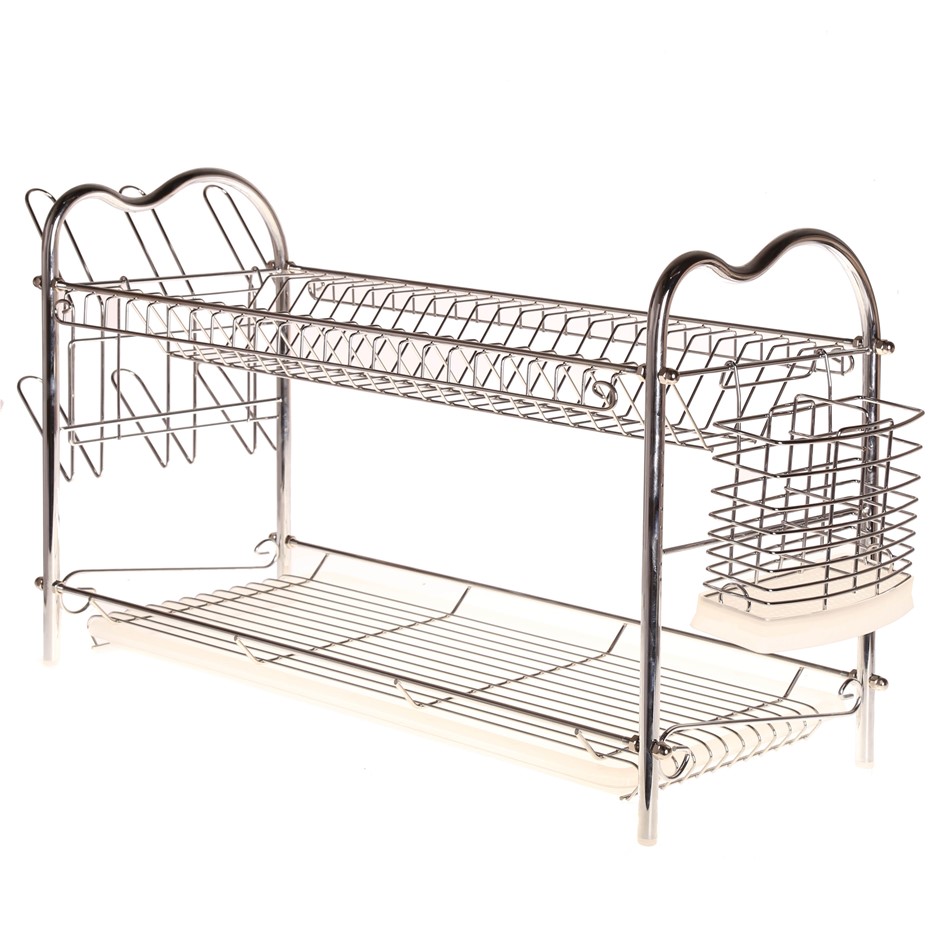 2 X Chrome Finish Dish Drainer , 2 Layer, 685mm x 242mm x 362 mm.
