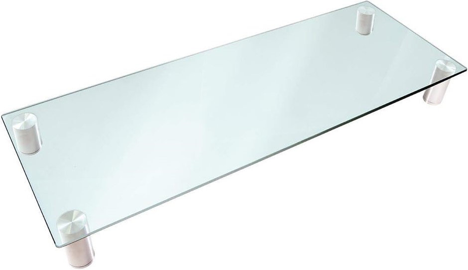 Monoprice Large Multimedia Desktop Stand, Clear Glass NB: damaged box