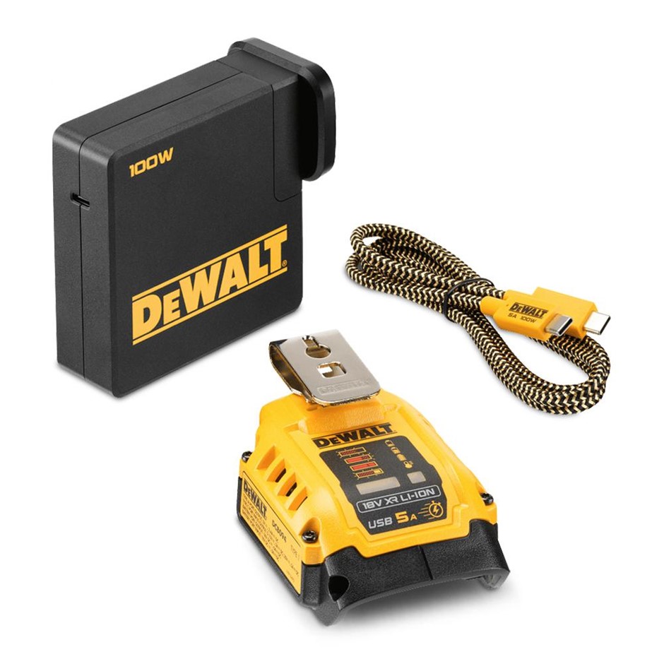 DeWALT 18V XR 100W PD USB-C & USB-A Bi-directional Charger.