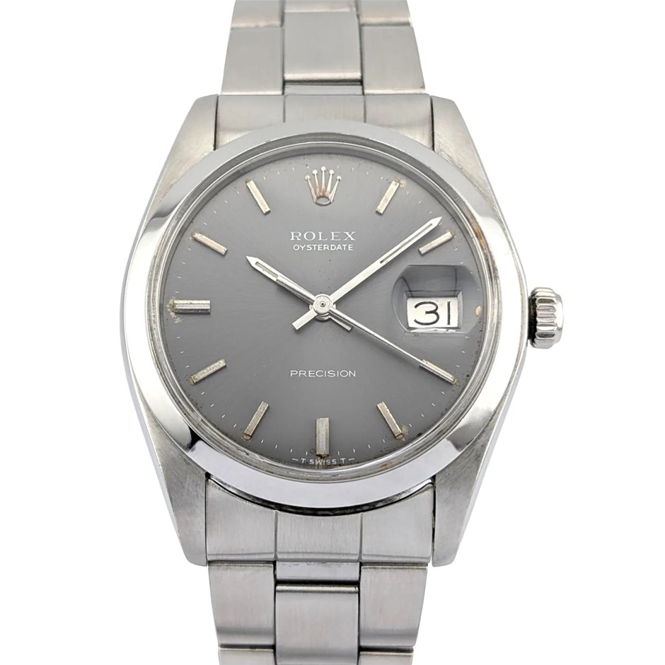 ROLEX OYSTERDATE PRECISION 34MM STAINLESS STEEL 6694 MANUAL WIND WXO & COA