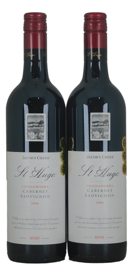 Jacob's Creek St Hugo Cabernet Sauvignon 2006 (2x 750mL), Coonawarra, SA.