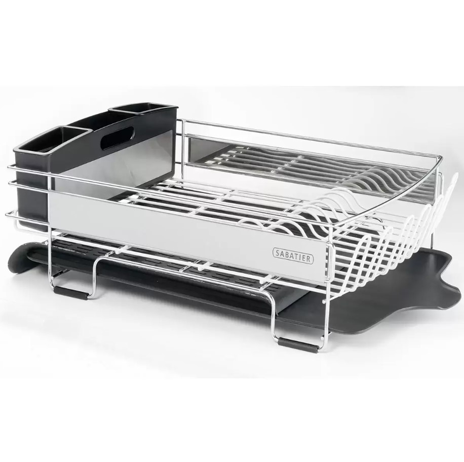 SABATIER Expandable Dish Rack with Stemware Rack, Stainless Steel.