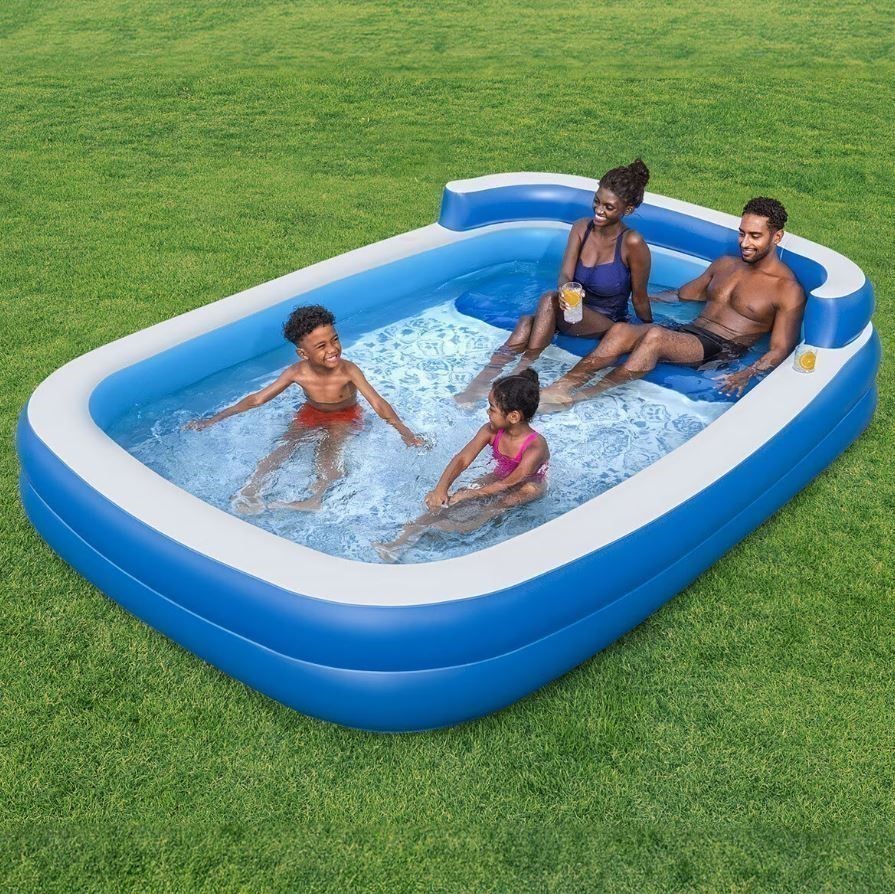 H20GO Family Lounge Pool, 3.05 x 2.18 x 0.69M. NB: Damaged packaging, condi
