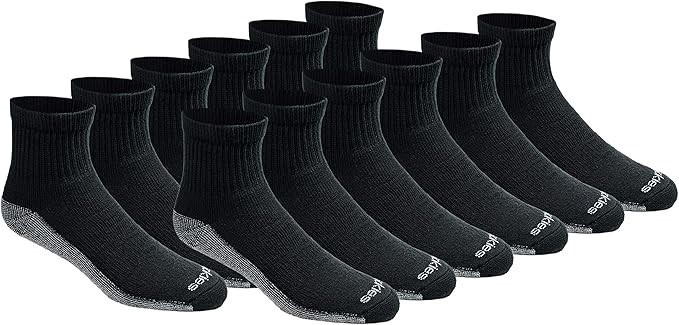 12 pairs x DICKIES Men's Dri-tech Moisture Control Quarter Socks, 15-17 Sho