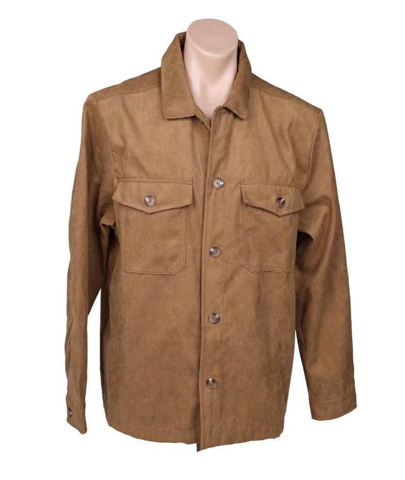 BOSTON TRADERS Men's Faux Suede Jacket, Size L, 100% Polyester, Maple. Buy