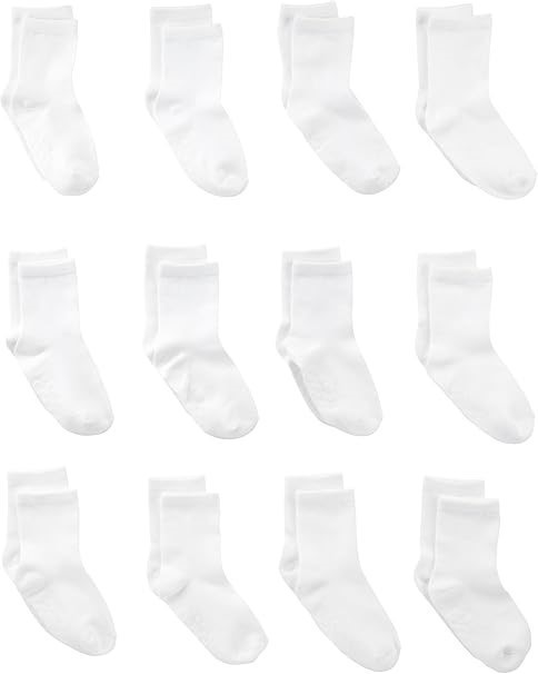12 Pairs x SIMPLE JOYS BY CARTER'S Babys Socks, White Crew, Size 4T-5T, D27