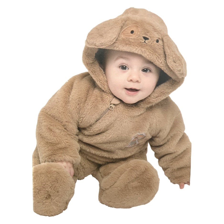 PEKKLE Baby's 1pc Onesie, Size 18M (1-2), Sand/Dog. Buyers Note - Discount