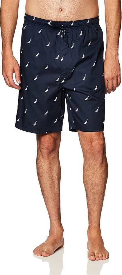 NAUTICA Men's Soft Woven 100% Cotton Sleep Short, Size M, Maritime Navy, 30