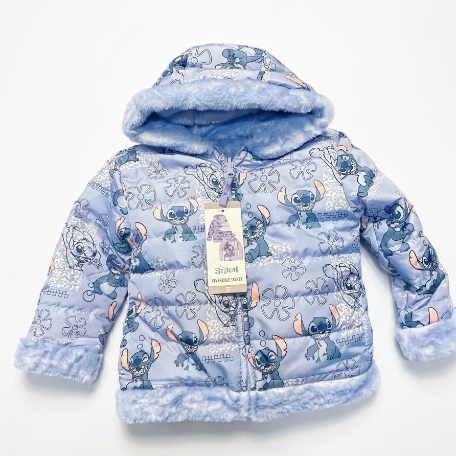 DISNEY Stitch Kids' Reversible Jacket, Size 3T, Blue. Buyers Note - Discou