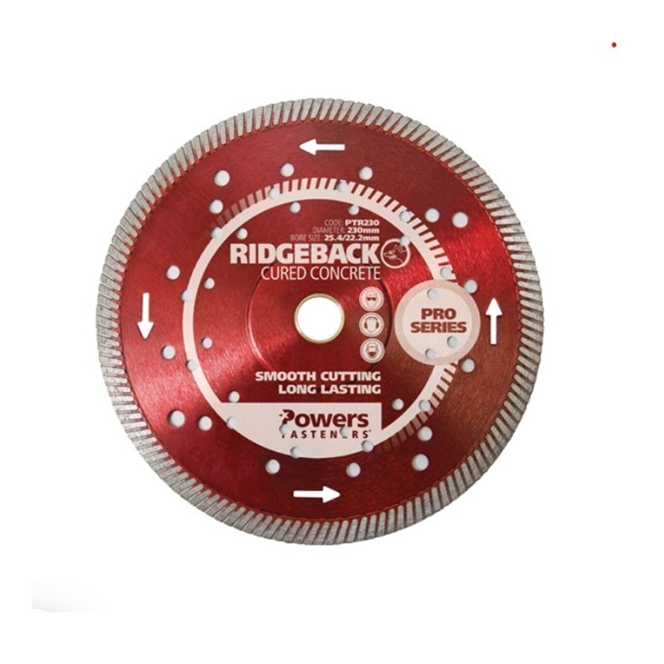 POWERS RIDGEBACK 230mm Turbo Rim Diamond Blade, Red, PTR230.