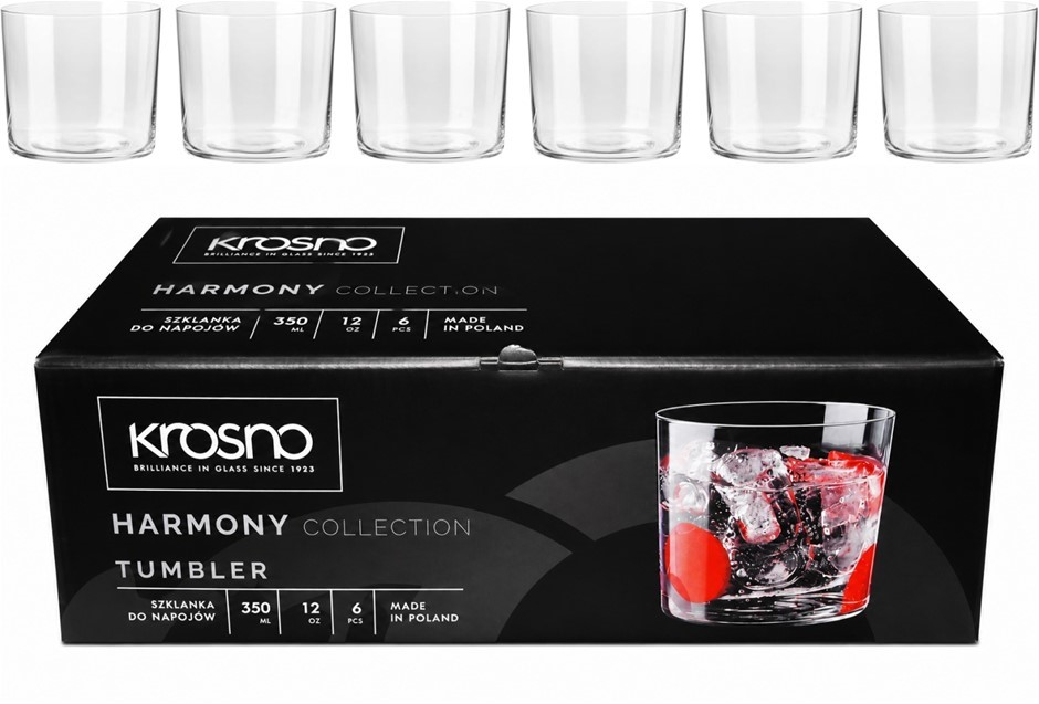 KROSNO Harmony Tumbler 350ML, Set of 6, Gift Boxed