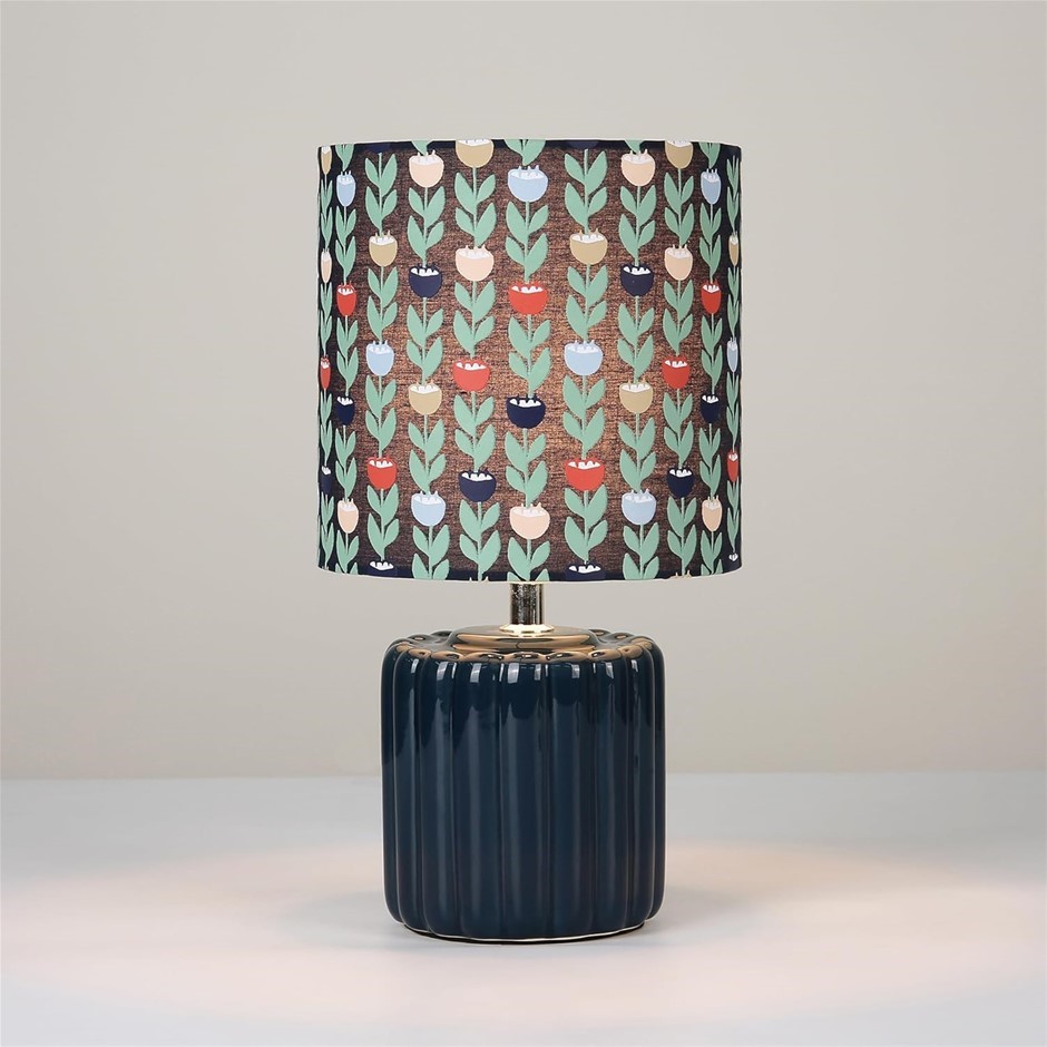 Lexi Lighting Cyra Ceramic Table Lamp in Textured Base, Multi-Coloured Flor