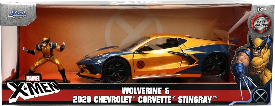 Jada Toys 2020 Chevy Corvette 1:24 Scale Diecast Vehicle with Marvel Wolver