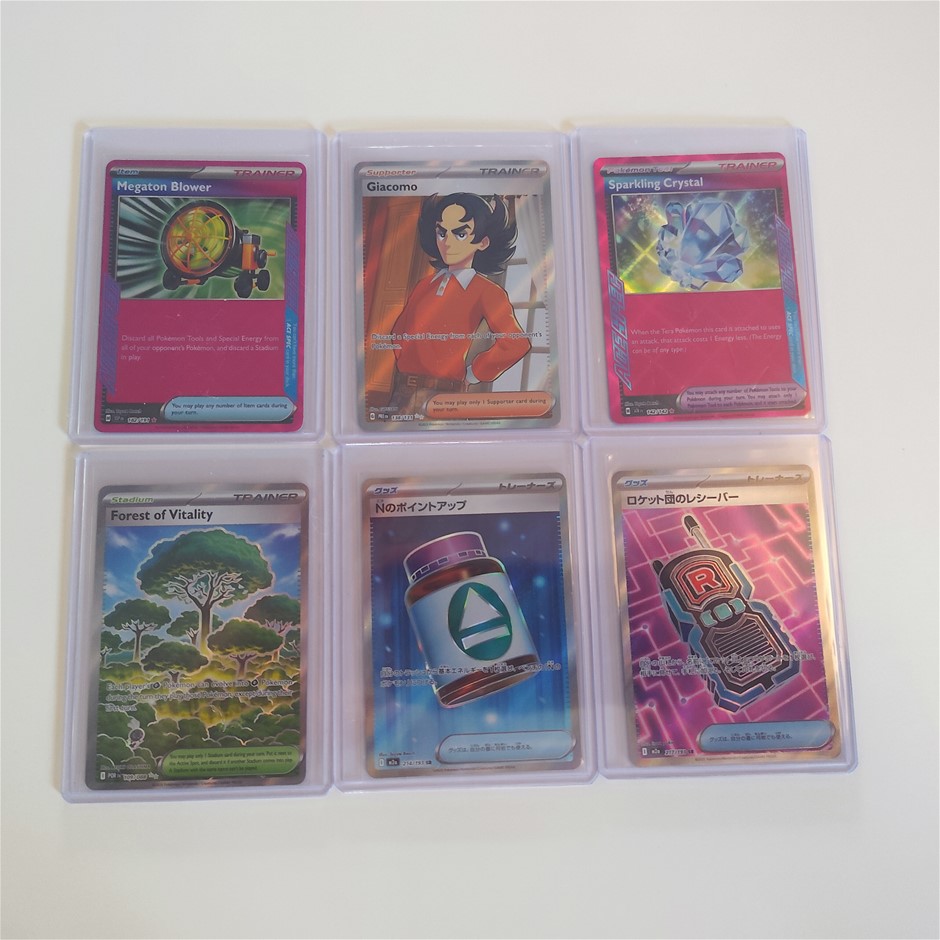 4 full art rare and 2 acespec rare genuine pokemon card bundel.