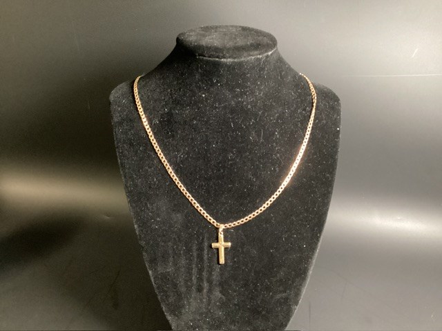 1 X Stamped 9ct Yellow Gold, Chain Necklet & Cross Pendant