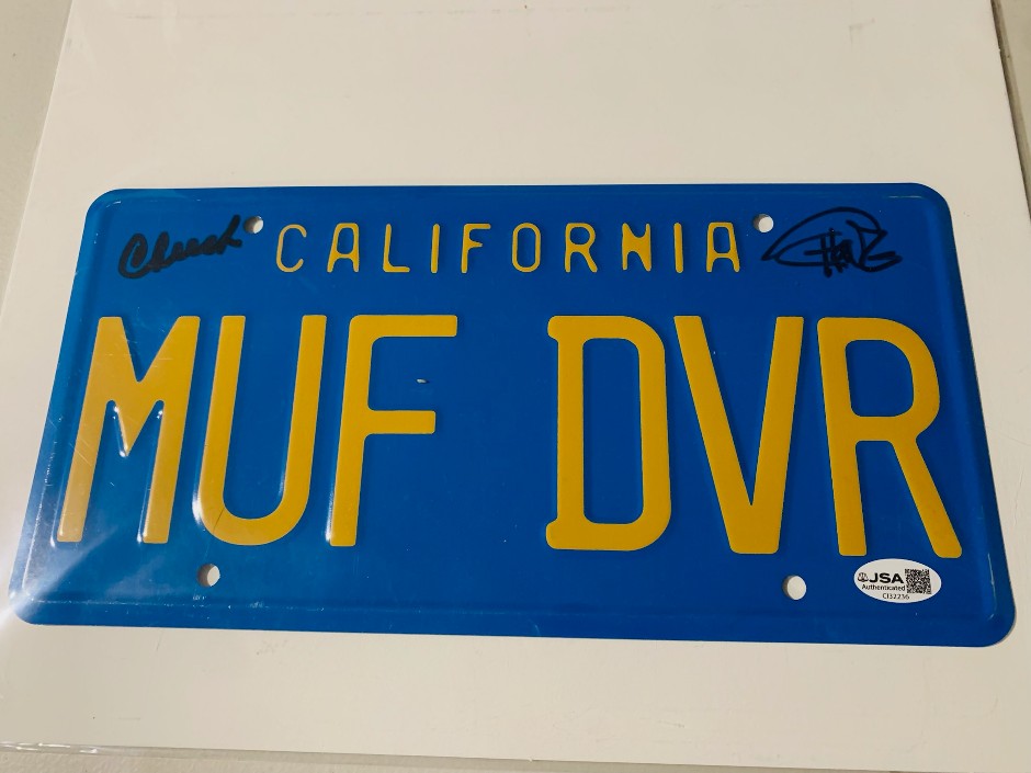 Cheech and Chong Signed Up In Smoke Metal Number plate- JSA authenticati