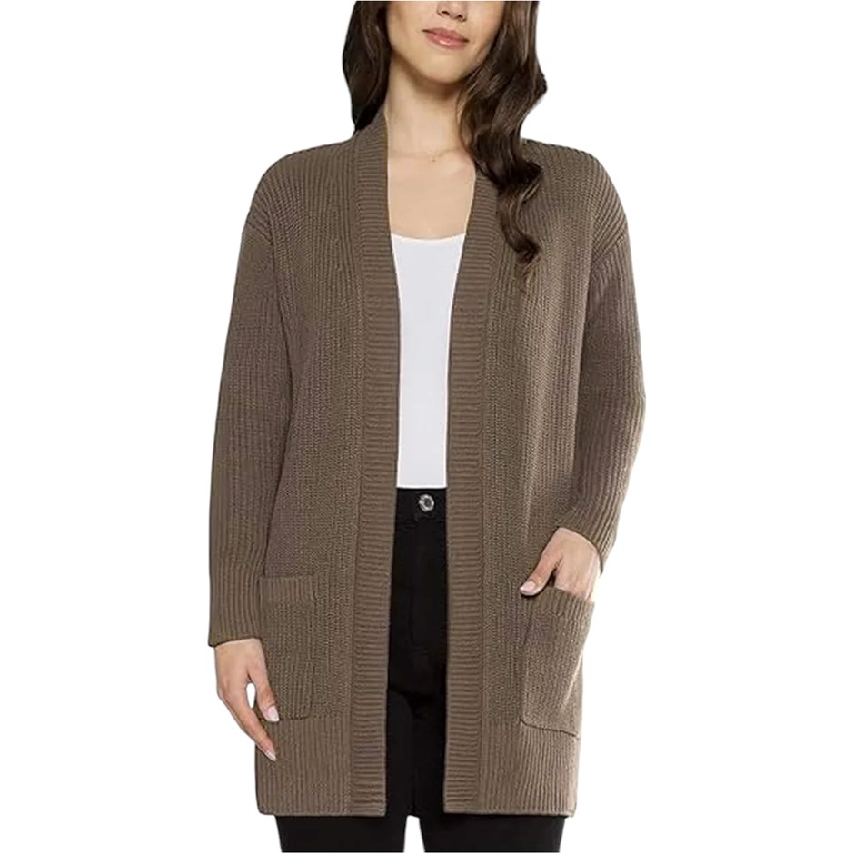 MAX&MIA Easy Cotton Cardigan, Size L, 100% Cotton, Mocha.
