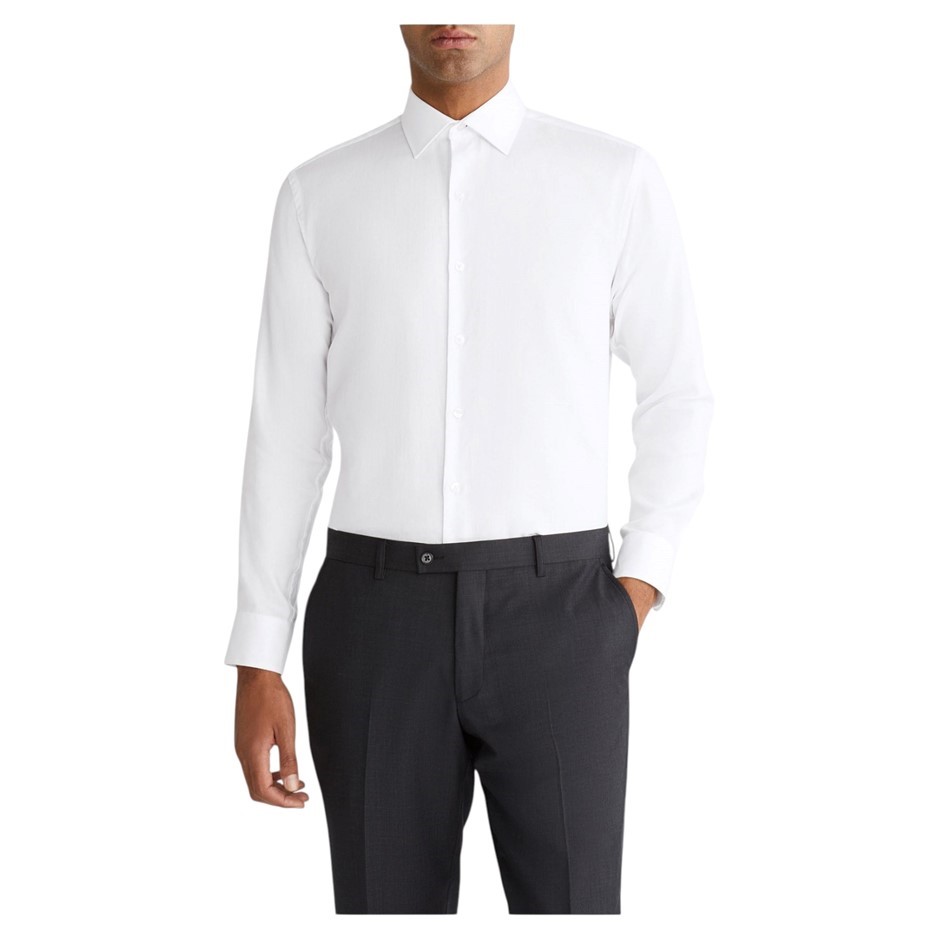 CALVIN KLEIN Slim L/S Oxford Shirt, Size S, 100% Cotton, White (BWHT), COSS