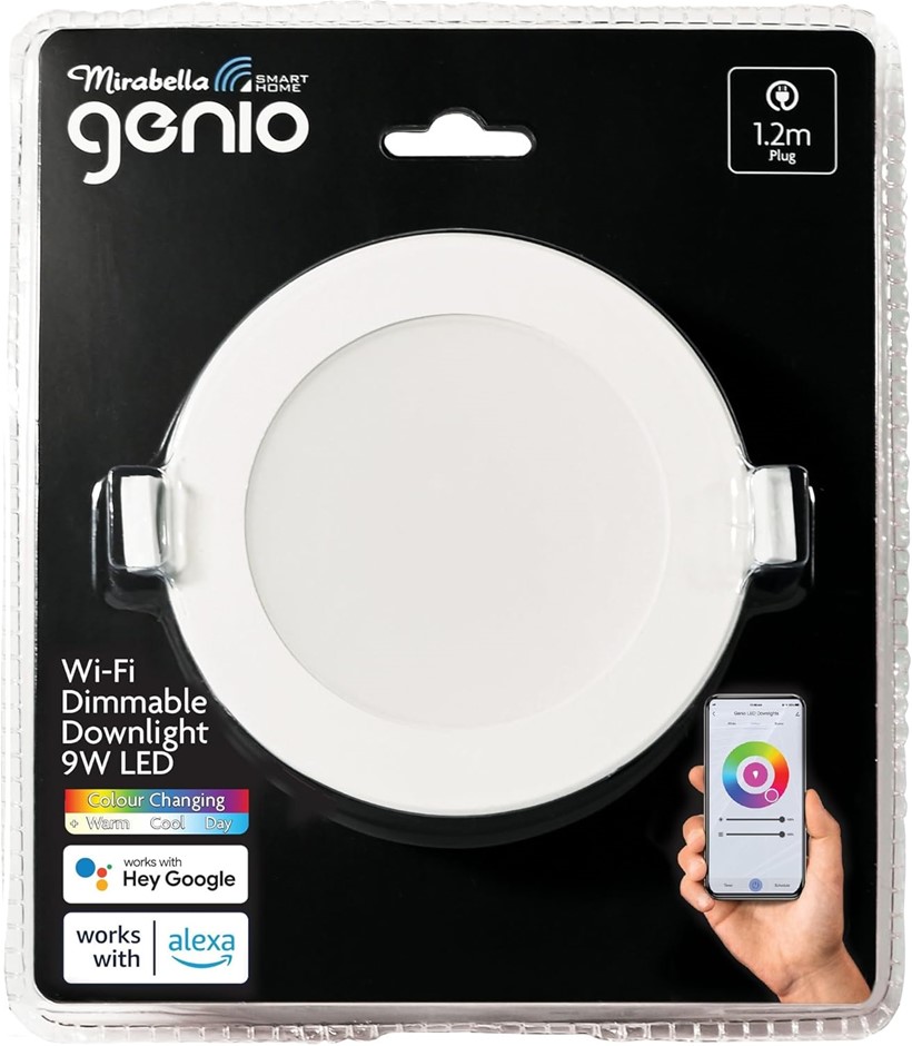Mirabella Genio Wi-Fi LED Downlight 9W 850Lum RGB + CCT 2700K-6500K Dimmabl