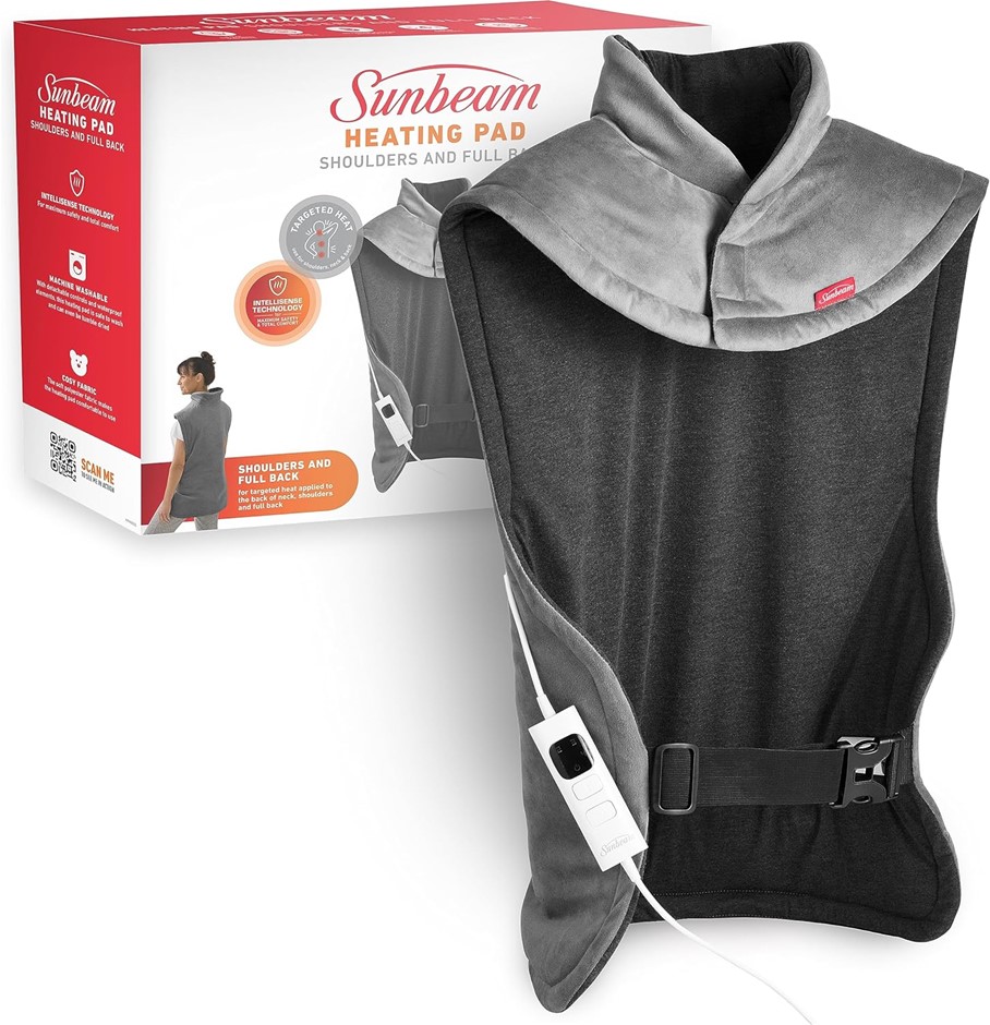 Sunbeam Electric Heating Pad for Full Back & Shoulders | Adjustable Fit, 4