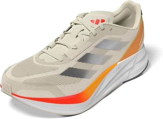 adidas Women's Duramo Speed Sneaker IE7987, Ivory/Iron Metallic/Spark US6/U