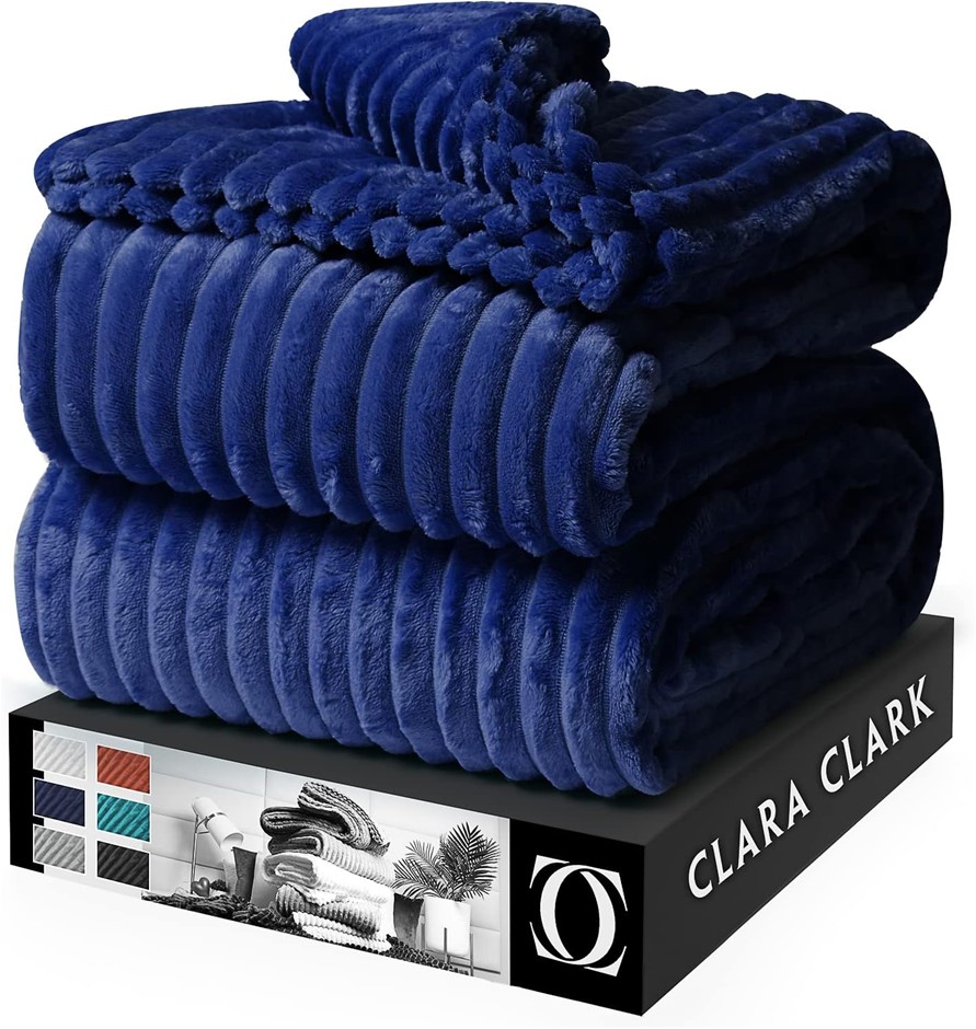 CLARA CLARK Cut Plush Fleece Throw Blanket, Twin Size, Machine Washable - (