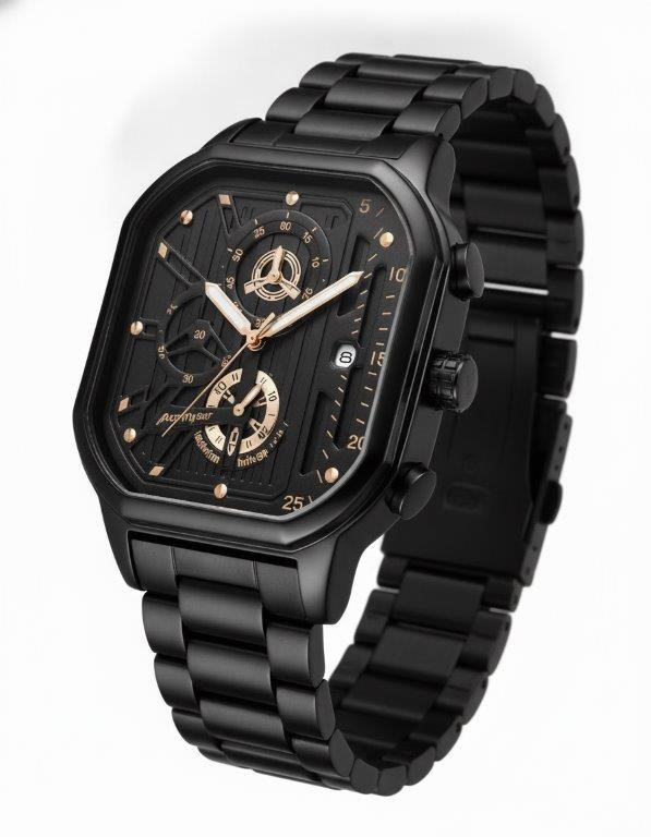 Luxury Black Chronograph Men's Watch – Premium Skeleton Dial Edition